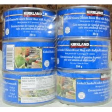Chicken - Cooked Chunked Chicken Breast Meat with Modified Cornstarch - Kirkland Brand - 22 % Protein / 6 x 354 Gram Cans